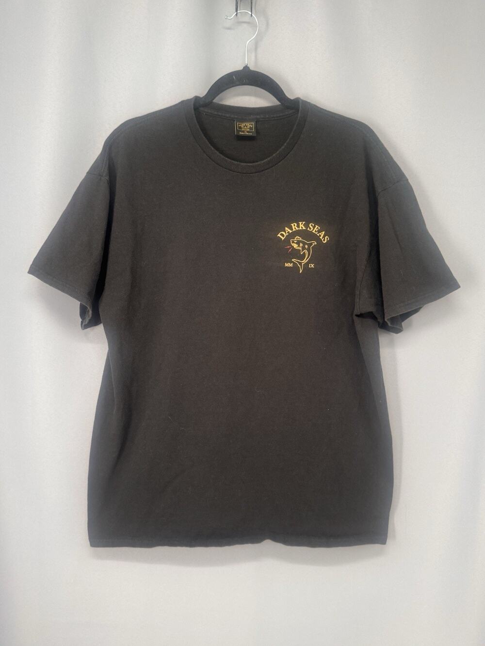 Dark Seas Division T Shirt Mens XL Black Graphic Double Sided Surf Fisherman